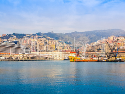 View of Genoa Italy from the sea HDR