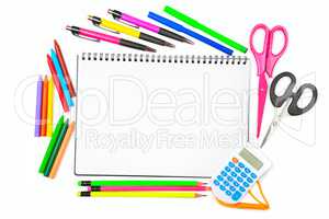 Set school supplies isolated on white background.