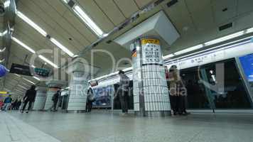 People on underground station in Seoul, South Korea