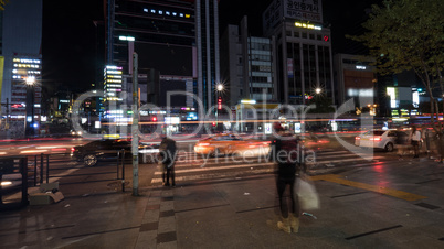 Night view of city traffic in Seoul, South Korea