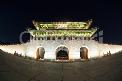 Night view of Gwanghwamun Gate in Seoul, South Korea