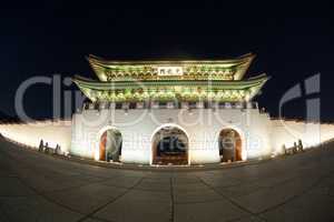Night view of Gwanghwamun Gate in Seoul, South Korea