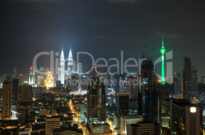 Night cityscape of Kuala Lumpur, Malaysia