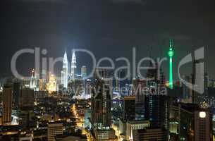 Night cityscape of Kuala Lumpur, Malaysia