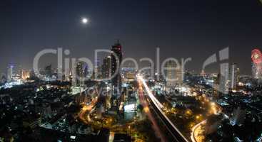 City panorama of Bangkok at night, Thailand