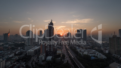 Bangkok cityscape at sunset, Thailand