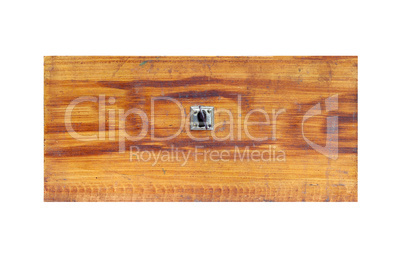 Old wooden drawer on white background - front view