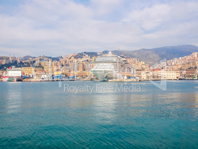 View of Genoa Italy from the sea HDR