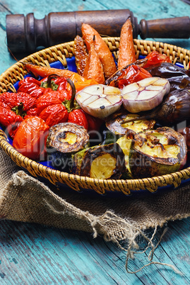 Dish of baked vegetables