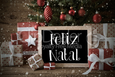 Nostalgic Tree, Snowflakes, Feliz Natal Means Merry Christmas