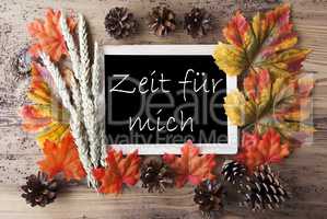 Chalkboard With Autumn Decoration, Zeit Means Time