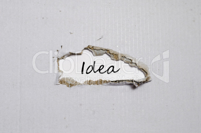 The word idea appearing behind torn paper