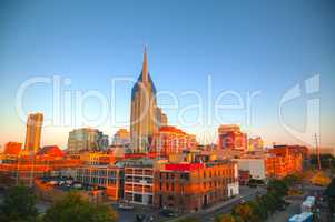 Downtown Nashville cityscape in the morning