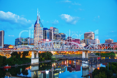 Downtown Nashville cityscape in the morning