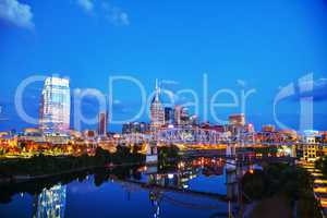 Downtown Nashville cityscape at night