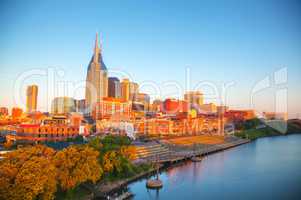 Downtown Nashville cityscape in the morning