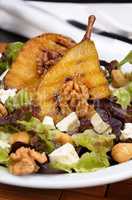 Salad with caramelized pear