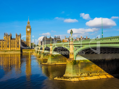 Westminster Bridge and Houses of Parliament in London HDR