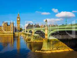 Westminster Bridge and Houses of Parliament in London HDR