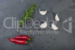 Dill, garlic, red peppers