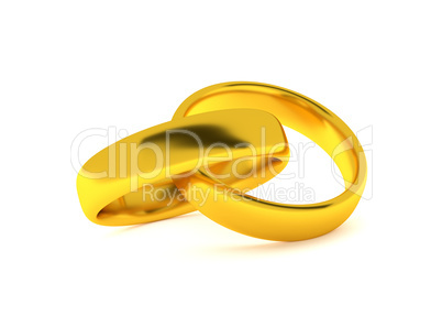 Two golden rings, 3d render