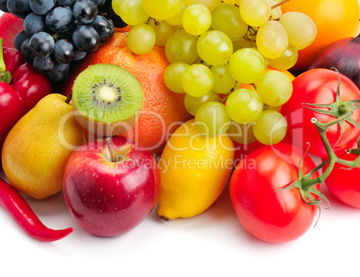 fruits and vegetables isolated on a white background