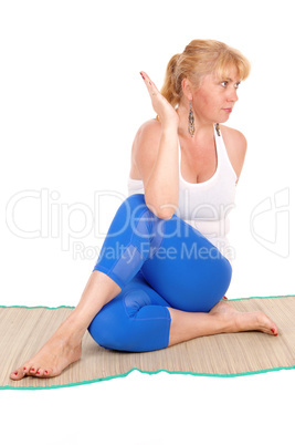 Yoga trainer making poses.
