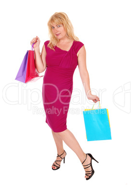 Woman coming from shopping.