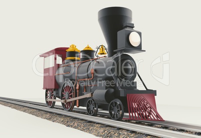Old American Steam Locomotive 3D illustration