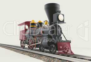 Old American Steam Locomotive 3D illustration