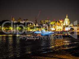 River Thames in London at night HDR