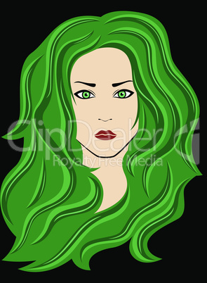 Abstract female with green hair