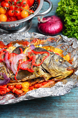 Baked fish with vegetables