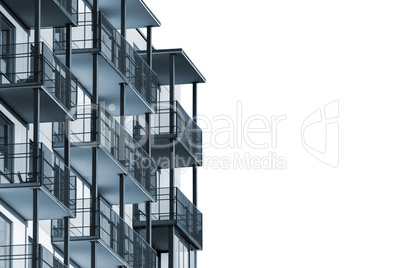 Apartment building with balconies isolated