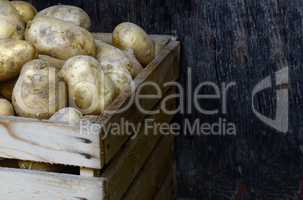 potatoes in a wooden box