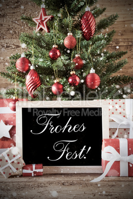 Nostalgic Tree With Frohes Fest Means Merry Christmas