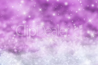 Pink Christmas Background With Snow And Stars