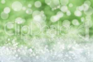 Green Christmas Background With Snow And Bokeh