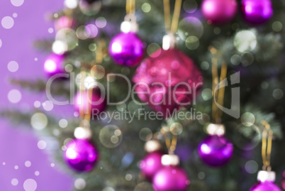 Blurry Christmas Tree With Rose Quartz Balls, Bokeh Effect