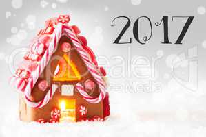 Gingerbread House, Silver Background, Text 2017