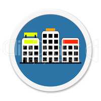 Blauer runder Button: Bürohäuser