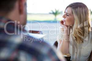 Woman sitting in coffee shop