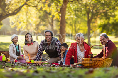 Portrait of joyful family at park