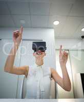 Woman using 3d video glasses