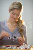 Woman preparing messbrille