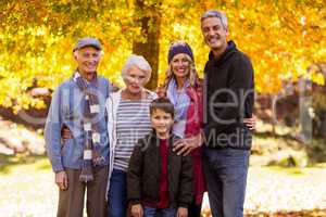 Portrait of multi-generation family at park