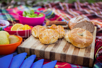 Various food on fabric