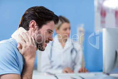 Patient with a cervical collar