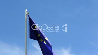 Flag of European Union in front of blue sky