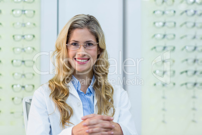 Female optometrist in ophthalmology clinic